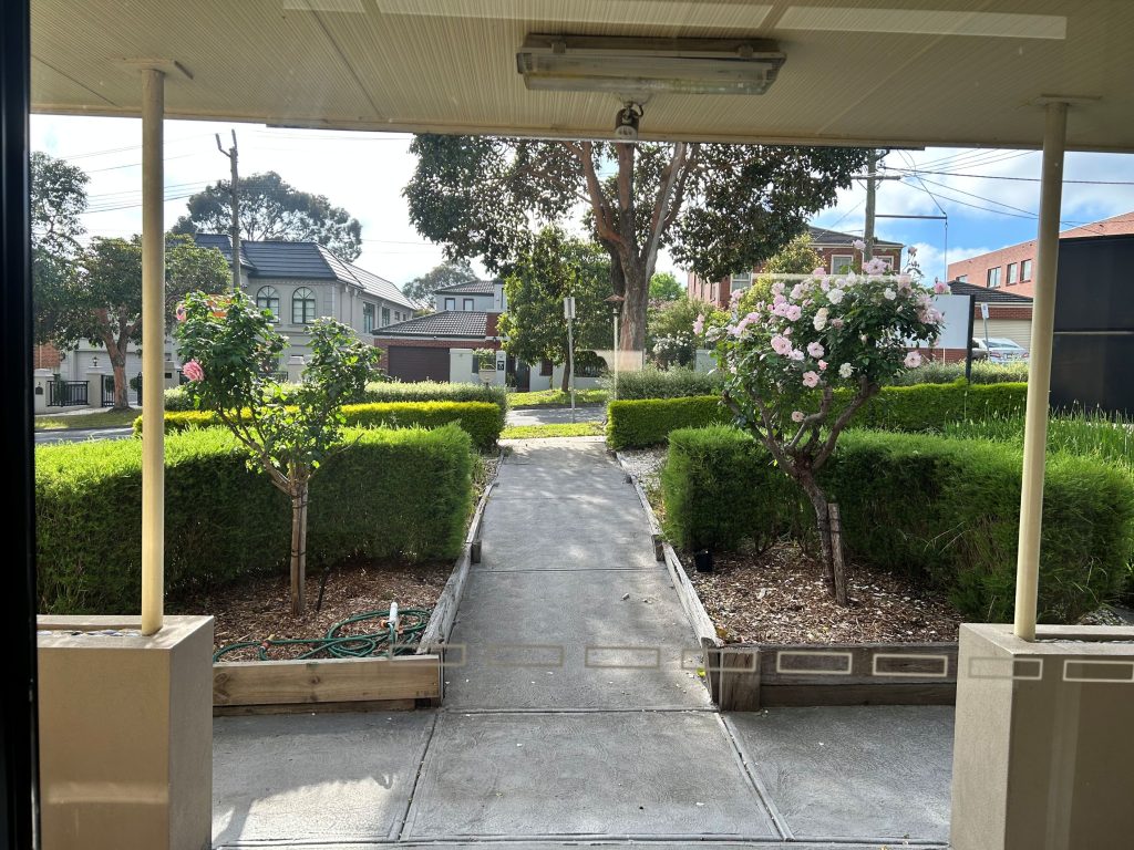 Front entrance of the GP practice looking out towards the road